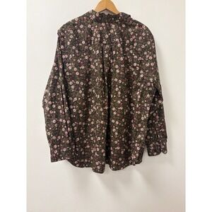 Duluth Trading Co Shirt Women's 2X Floral Button Front Stretch